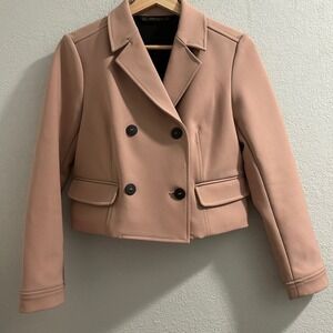 Zara Basic Women's Cropped Blazer‎ Jacket Double Breasted - Size S
